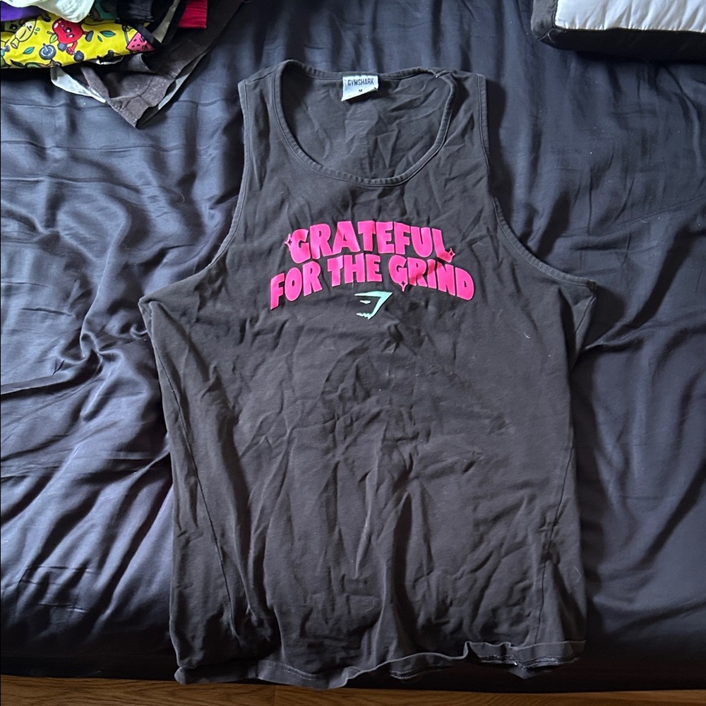 Gymshark x Noah Olsen Black Tank Top with Pink Graphic